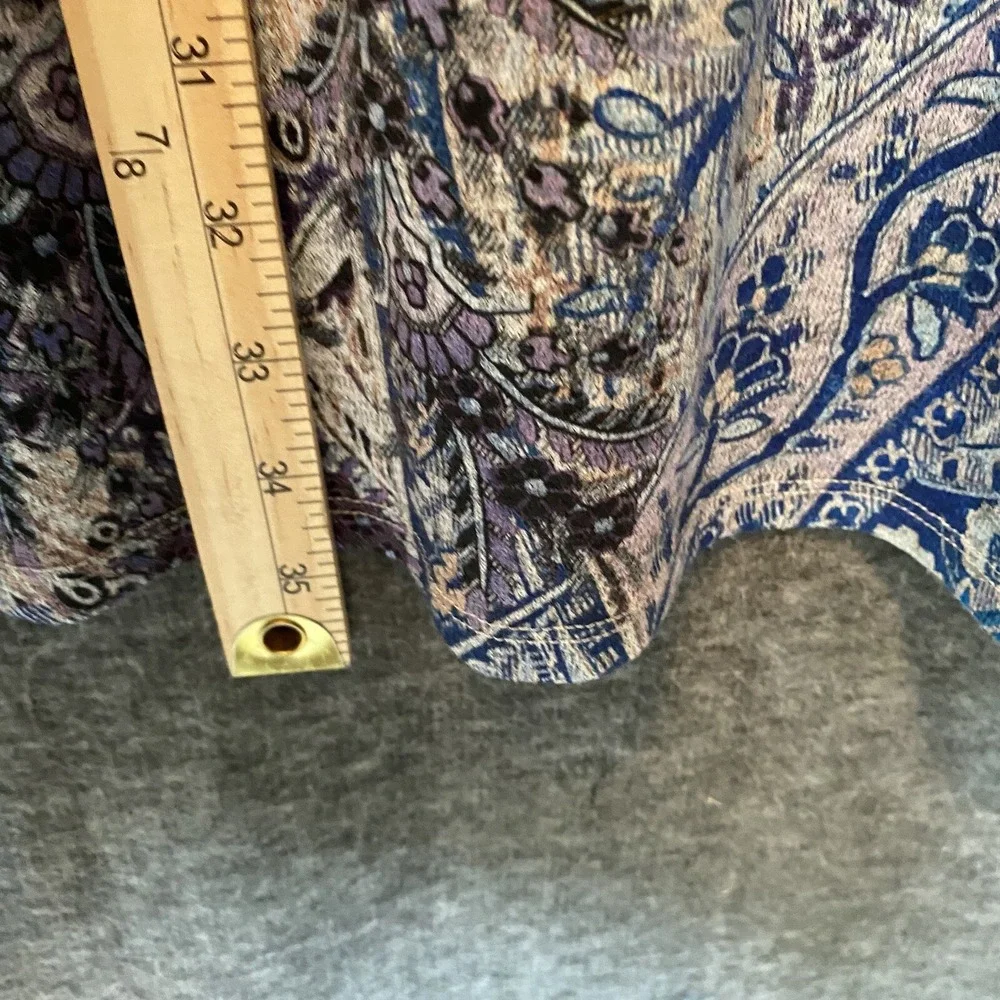 Chicos Sweater Womens 3 XL Paisley Hi Low Stretch Knit Top Tunic Button Cuff‎